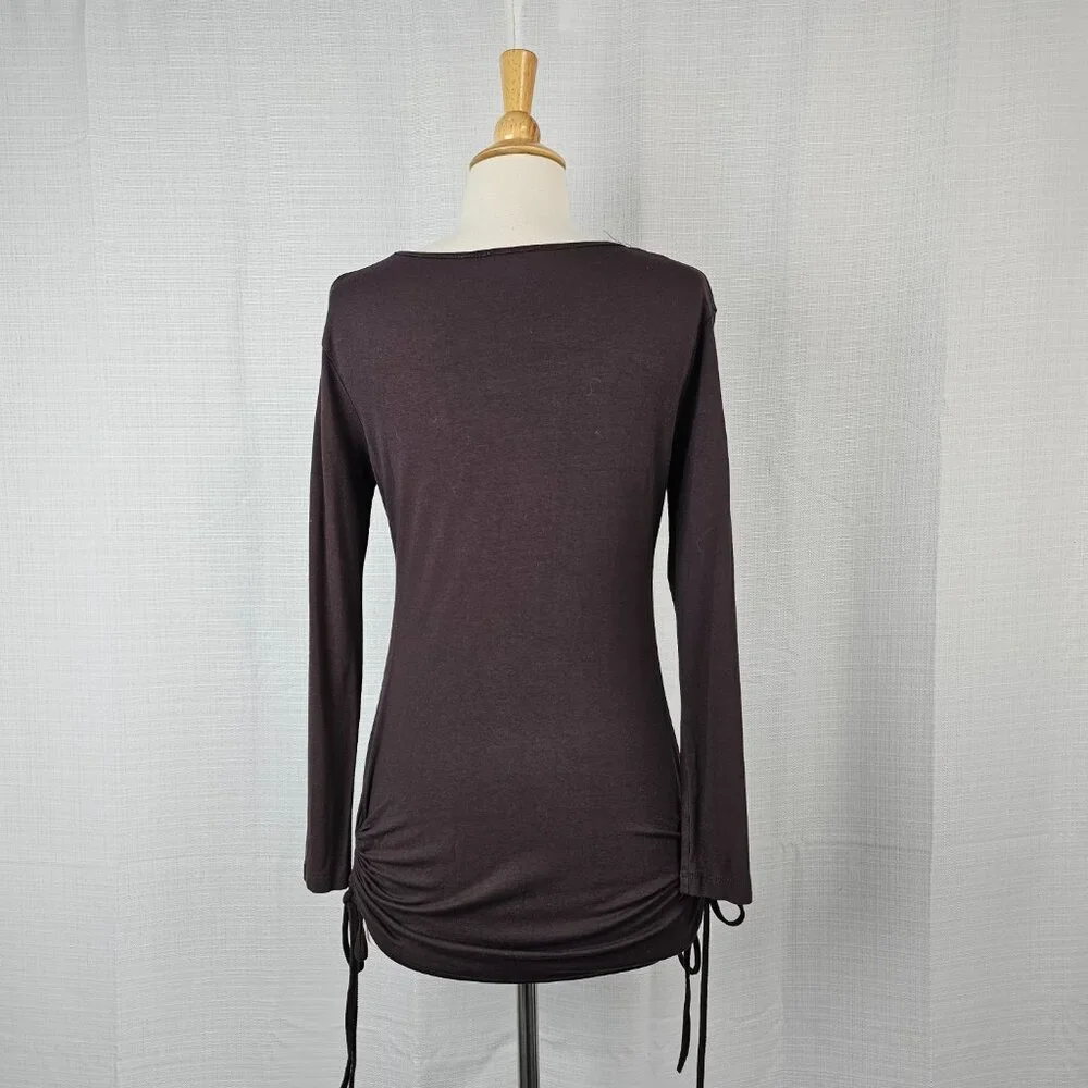 Versace Sequin Long Sleeve Ruched Side-Tie Top - Picture 8 of 10